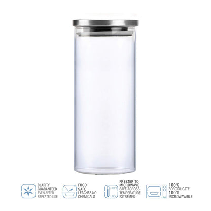 Cello Steelox Borosilicate Storage Jar, Air Tight, Clear, 1000 ml