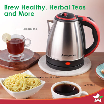 Wonderchef Essenza Electric Kettle | 1.5L | Stainless-steel Body | 1350W | Rapid Boiling in 5 Mins | Boil Water for Tea, Coffee, Instant Recipes | Auto Shut-off | Boil Dry Protection | 2-Year Warranty