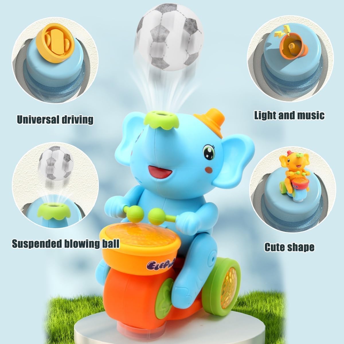 Elephant Musician Toy - Levitation Ball, Dazzling Lights & Music Sounds | Kids Toy