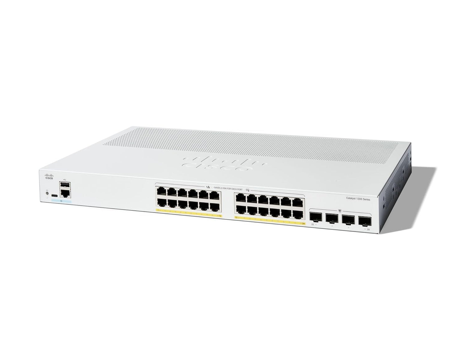 Cisco Catalyst 1300-24P-4G Managed Switch, 24 Port GE, PoE, 4x1GE SFP, Limited Lifetime Protection (C1300-24P-4G)