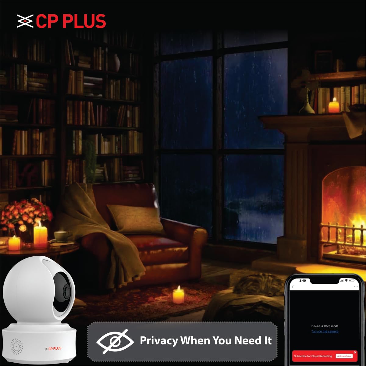 CP PLUS 2MP FULL HD Smart Wi-Fi CCTV Camera for Home | 360° Pan & Tilt | CTC Cyber Secure Tech | Supports LAN | View & Talk | Smart Detection Suite | Night Vision | Cloud Storage | OK Google | CP-E21Q
