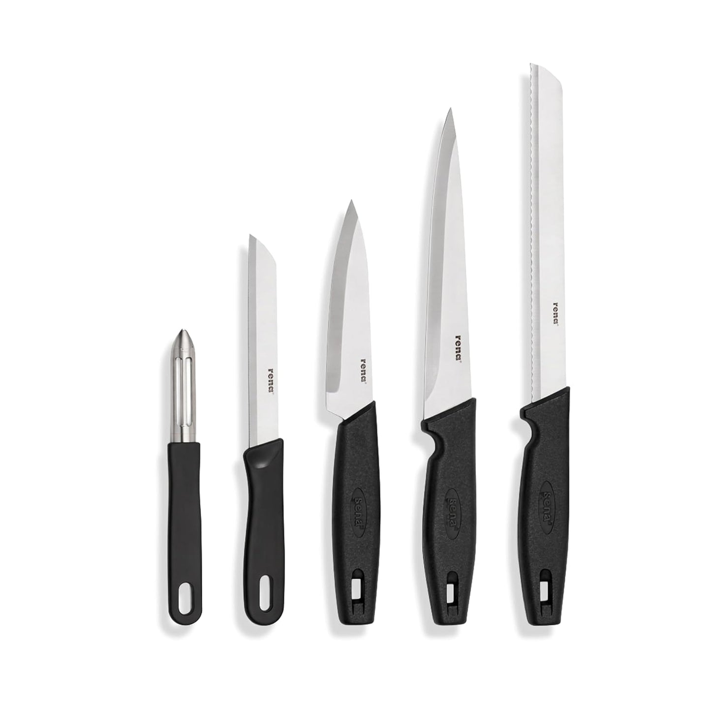 Rena Germany 5-Piece Kitchen Knife Set – Stainless Steel with Vegetable Peeler