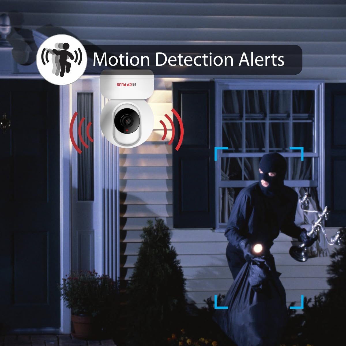 CP PLUS 2MP Full HD Smart Wi-fi CCTV Home Security Camera | 360° with Pan Tilt | 2Way Talk | Motion Detect | Night Vision | Supports SD Card (Upto 128 GB), Alexa & Ok Google | CP-E21A