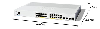 Cisco Catalyst 1300-24P-4G Managed Switch, 24 Port GE, PoE, 4x1GE SFP, Limited Lifetime Protection (C1300-24P-4G)