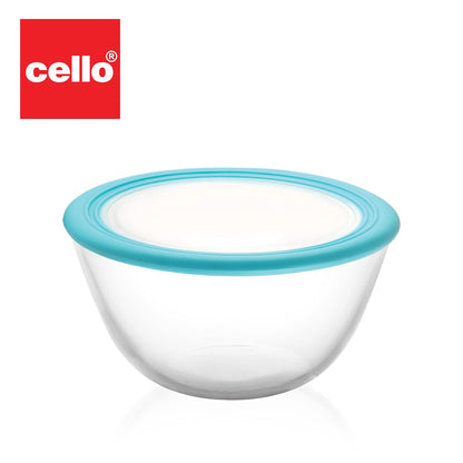 CELLO Ornella Toughened Glass Mixing Bowl Without Lid | Microwave Safe & Dishwasher Safe | Clear & Non- Porous Glass | Scratch Resistant | Transparent
