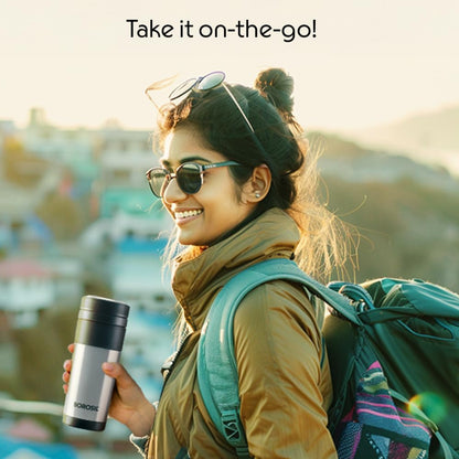 Borosil 350ml Hydra Travelmate Stainless Steel Travel Mug | 8 Hours Hot & 14 Hours Cold | Double Wall Vacuum Insulated | Tea & Coffee Spill Proof Flask for Office, School & College
