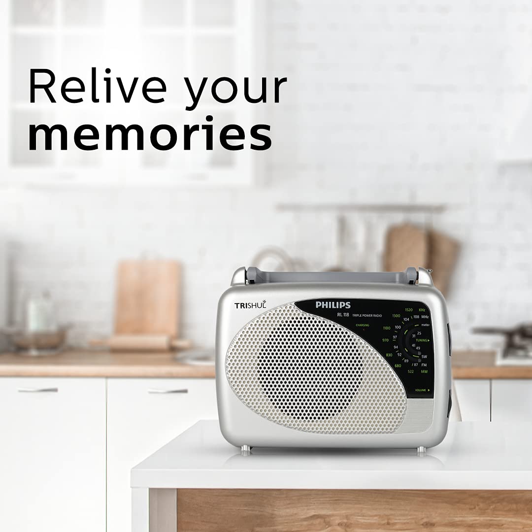 Philips Radio RL118/94 with MW/SW/FM Bands, 200mW RMS soundoutput,3-1 Power Source External Battery:2xR6 (3V DC), Mains: 230V AC/ 50 Hz, Built in Rechargeable Battery