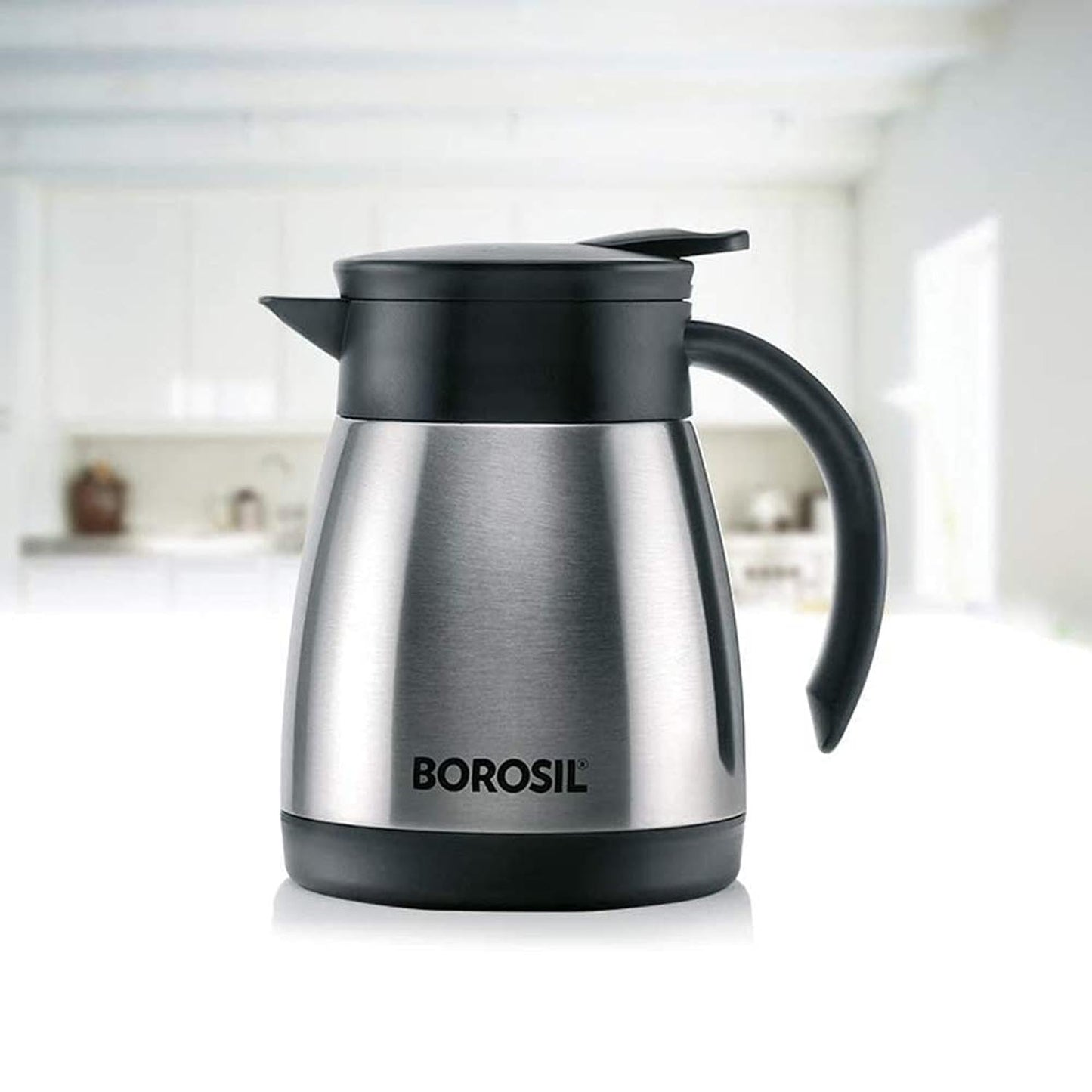 Borosil Stainless Steel 500ml Teapot with Handle | Double Wall Vacuum Insulated Thermosteel Carafe | BPA Free Jug for Tea/Coffee & Juice | 12 Hours Hot & 14 Hours Cold | 1 Year Warranty, Black