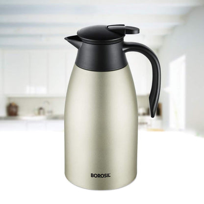 Borosil Stainless Steel 500ml Teapot with Handle | Double Wall Vacuum Insulated Thermosteel Carafe | BPA Free Jug for Tea/Coffee & Juice | 12 Hours Hot & 14 Hours Cold | 1 Year Warranty, Black