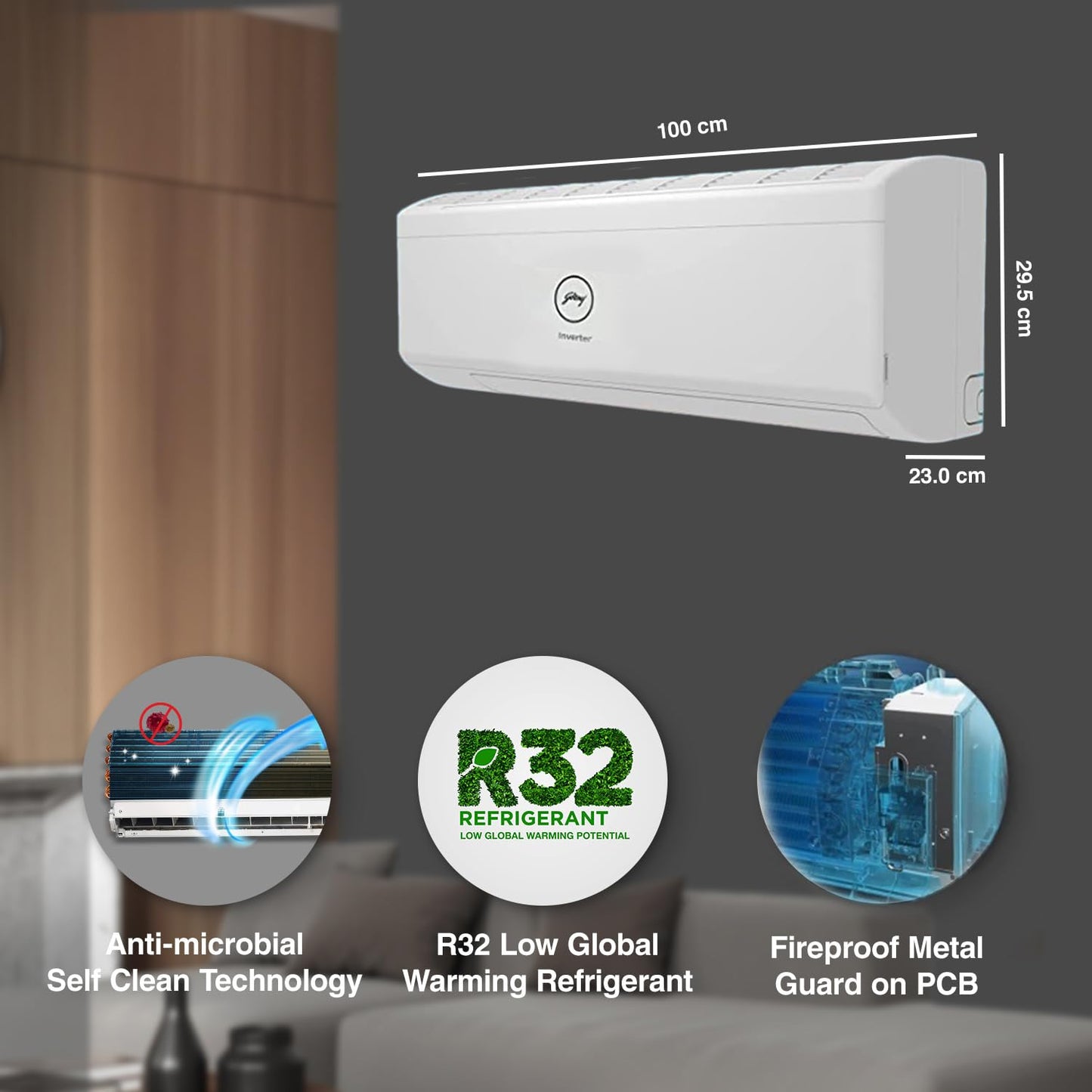 Godrej 1.5 Ton 3 Star Hot & Cold Split Inverter AC – All Weather (-7° to +52°), 100% Copper (18ITC3, 2025 Model)