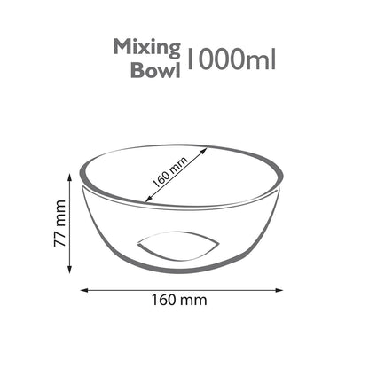 CELLO Ornella Toughened Glass Mixing Bowl Without Lid | Microwave Safe & Dishwasher Safe | Clear & Non- Porous Glass | Scratch Resistant | Transparent