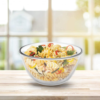 CELLO Ornella Toughened Glass Mixing Bowl Without Lid | Microwave Safe & Dishwasher Safe | Clear & Non- Porous Glass | Scratch Resistant | Transparent