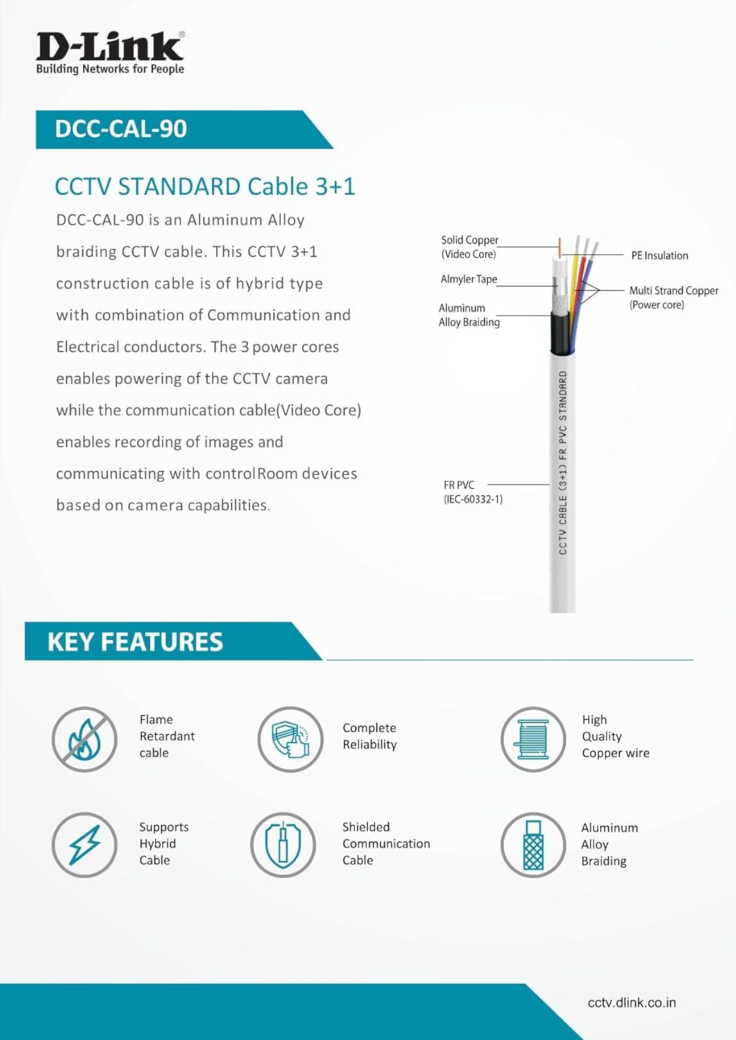 D-Link Cctv Standard 90Mtr Cable For Camera (3+1, Standard) – Computerspace