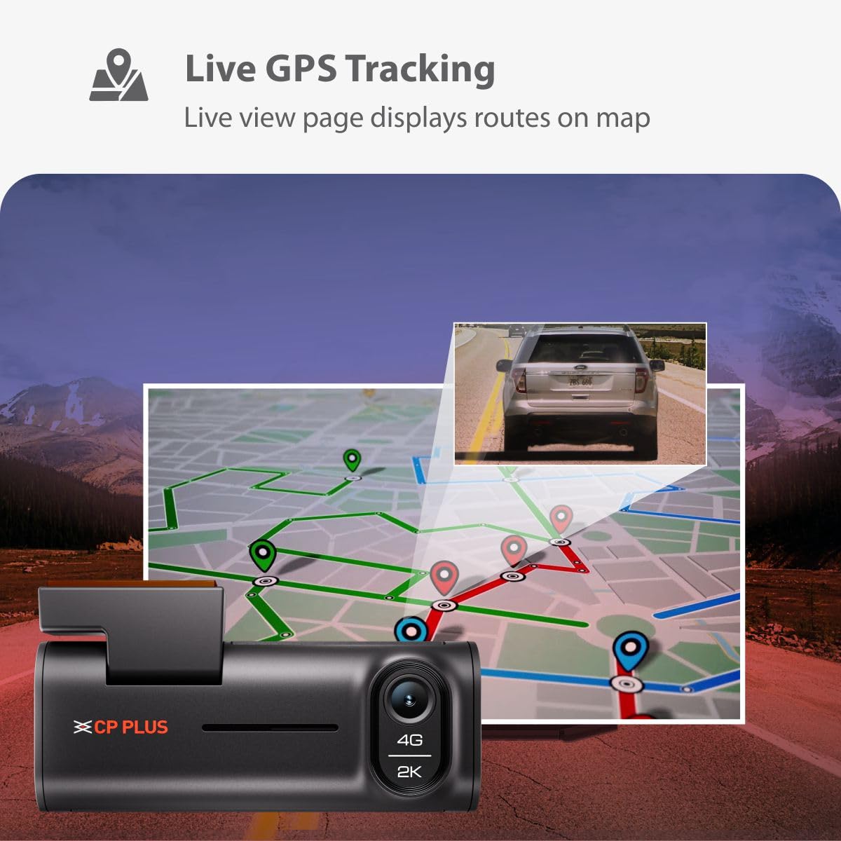 CP PLUS 2K 4G Dashcam | 4MP Resolution| Live GPS Tracking | 4G LTE Connectivity & Built-in Microphone | Supports G Sensor | Supports SD Card Upto 512GB Max | CP-G41