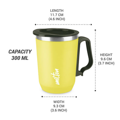 MILTON Cool Touch Coastal Coffee Mug 350 Double Walled 300 ml Inner Stainless Steel Tea Mug and Lid, Coffee Mug Travel Tea Cup, Black Coffee, Single, Blue