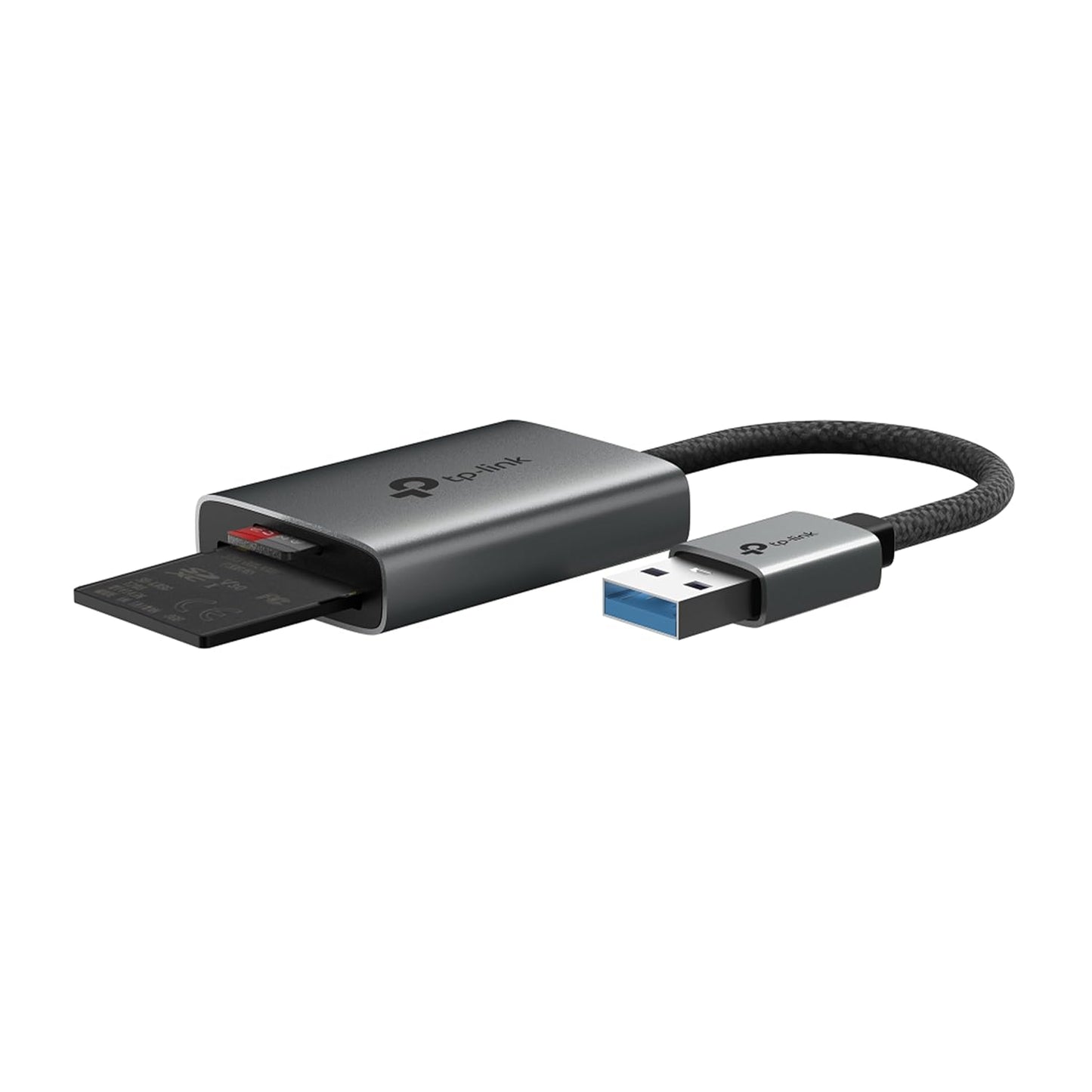 TP-Link UA430 USB 3.0 Type-A to SD & microSD 3.0 Card Reader Up to 5 Gbps, Plug and Play, Dual Card Reading/Writing Simultaneously, Flexible 150mm Braided Cable
