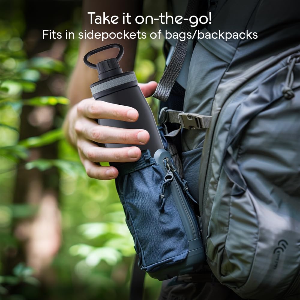 Borosil 900ml Gosports Stainless Steel Water Bottle | Double Wall Vacuum Insulated Flask | Hot 14 Hrs & Cold 18 Hrs | Leakproof, BPA Free | ISI Certified | 1 Year Warranty