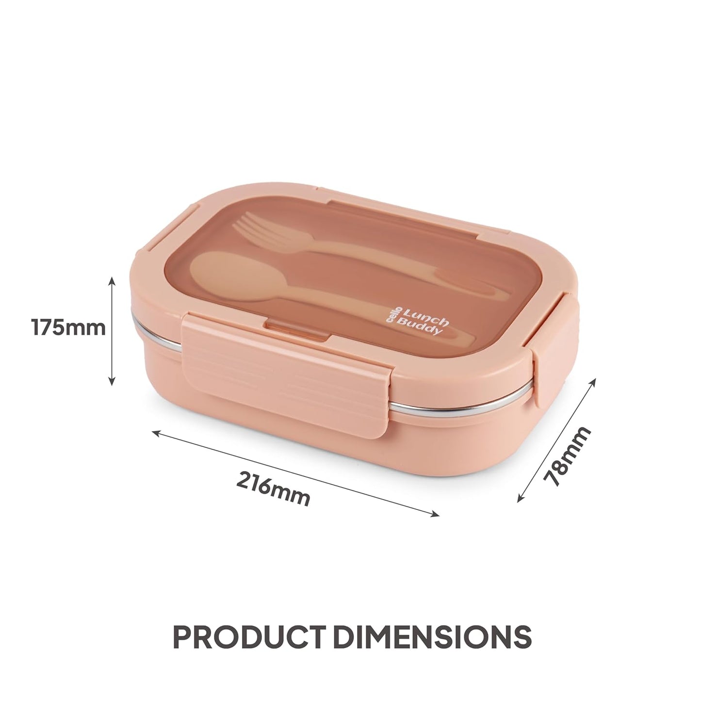CELLO Lunch Buddy Insulated Lunch Box with Plastic Spoon and Fork | 100% Food Grade | Leak Proof and Break Resistant | Ideal for College,Office, Outdoor Activities | 925 ml, Pink