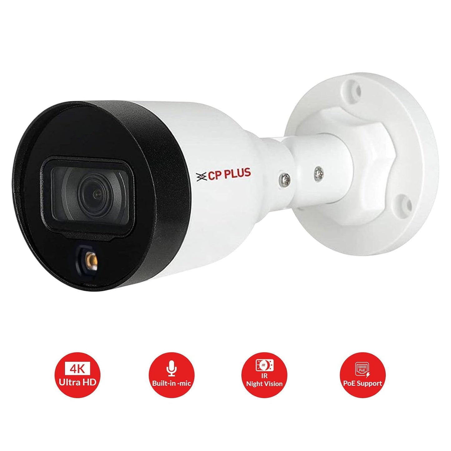 CP Plus 4MP Full HD IP Outdoor Bullet Camera | STQC Model | CP-UNC-TA41L3C-D-LQ | Color Night Vision | IR Night Vision | Built-in Mic | 3.6mm Fixed Lens | PoE | Compatible with NVR only
