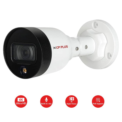 CP Plus 4MP Full HD IP Outdoor Bullet Camera | STQC Model | CP-UNC-TA41L3C-D-LQ | Color Night Vision | IR Night Vision | Built-in Mic | 3.6mm Fixed Lens | PoE | Compatible with NVR only