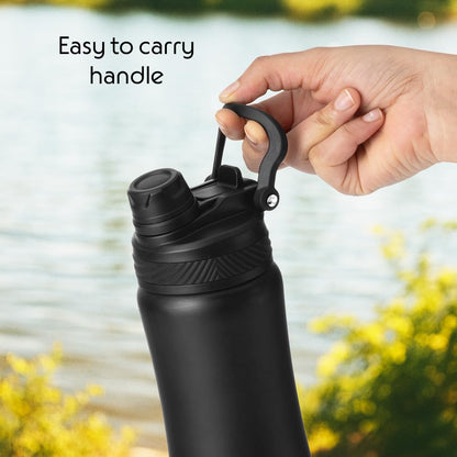 Borosil 800ml Duosport Stainless Steel Bottle with Straw & Sipper Lid | 14 Hrs Hot & 18 Hrs Cold Made in India Double Wall Vacuum Flask | Office, School, Gym & Travel | 1 Year Warranty