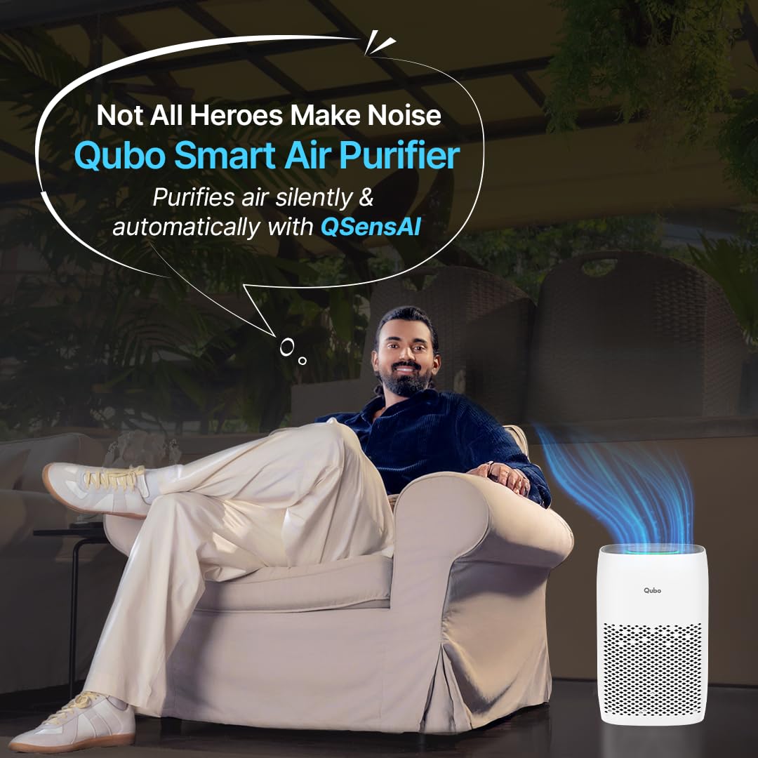 Qubo Smart Air Purifier Q400 for Home by Hero Group | 400 Sqft | 99.99% Allergen Removal |4-Layer True HEPA H13 Filter | 9000 Hrs Filter Life | App & Voice Control | Quiet Night Mode | BLDC Motor