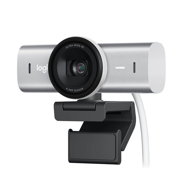 Logitech MX Brio Ultra HD 4K Collaboration and Streaming Webcam with Free Adobe Subscription, 1080p at 60 FPS, Dual Noise Reducing Mics, Show Mode, USB-C, Webcam Cover