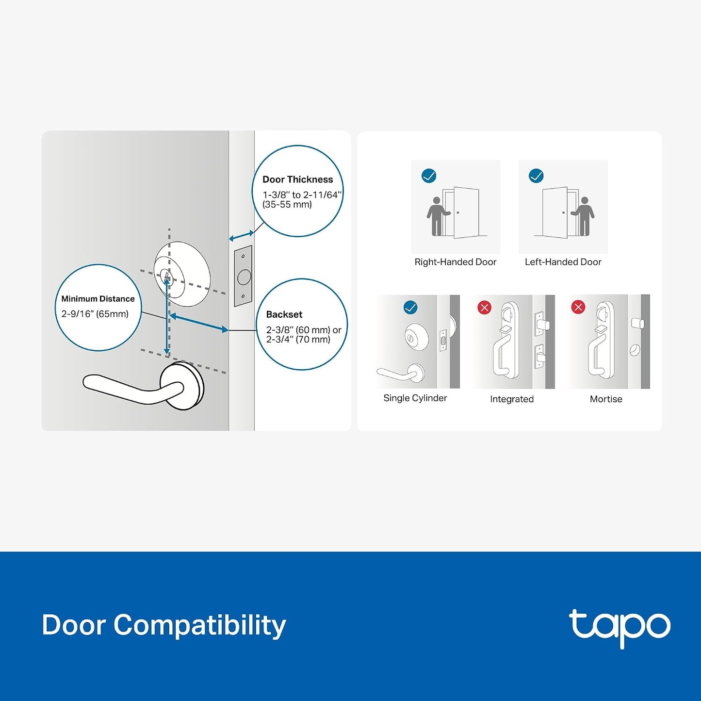 Tapo Smart Wi-Fi Deadbolt Door Lock Keyless Tactile Buttons, Customized Access with in-App Monitoring, IP54 Weatherproof, BHMA Grade 3, Compatible with Standard Door Size, Tapo DL100 Free Installation