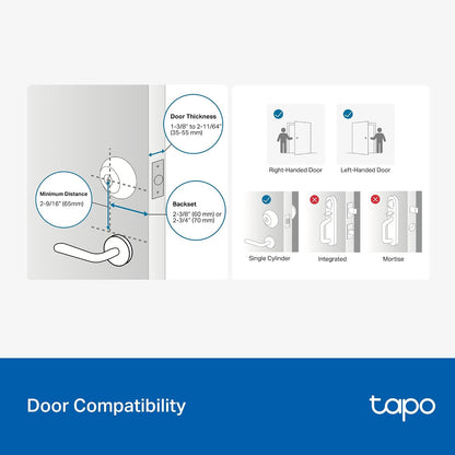 Tapo Smart Wi-Fi Deadbolt Door Lock Keyless Tactile Buttons, Customized Access with in-App Monitoring, IP54 Weatherproof, BHMA Grade 3, Compatible with Standard Door Size, Tapo DL100 Free Installation