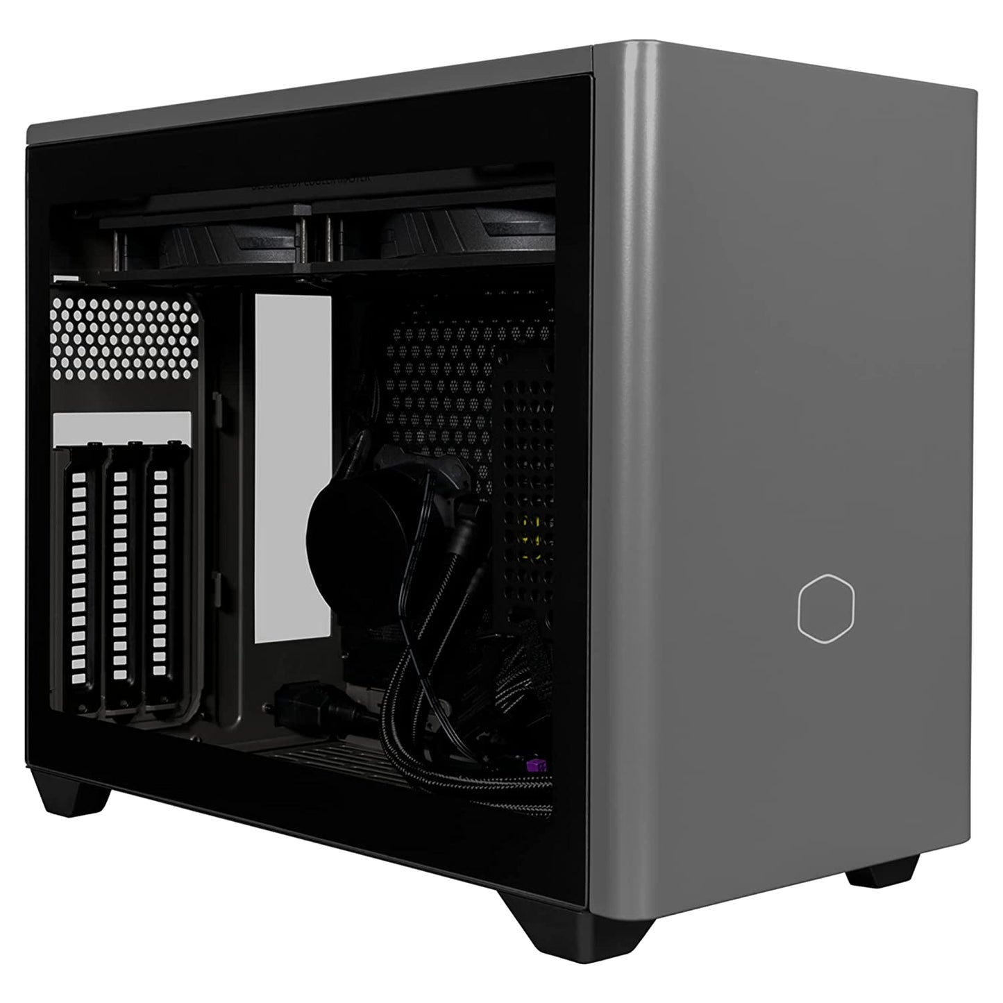 Cooler Master NR200P MAX SFF Small Form Factor Mini-ITX Case with Custom 280mm AIO 850W SFX Gold PSU Triple-Slot GPU Premium PCIe Gen4 Riser Tempered Glass or Vented Panel Option Grey-Cabinet-Cooler Master-computerspace