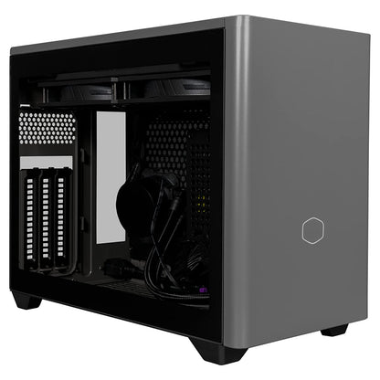 Cooler Master NR200P MAX SFF Small Form Factor Mini-ITX Case with Custom 280mm AIO 850W SFX Gold PSU Triple-Slot GPU Premium PCIe Gen4 Riser Tempered Glass or Vented Panel Option Grey