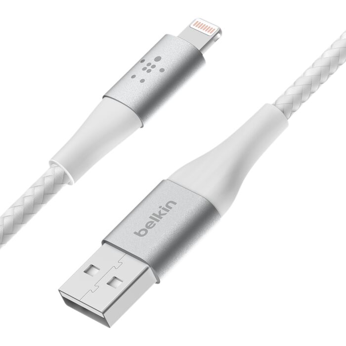 Belkin Braided Lightning to USB-A Cable 2M White – MFi Certified