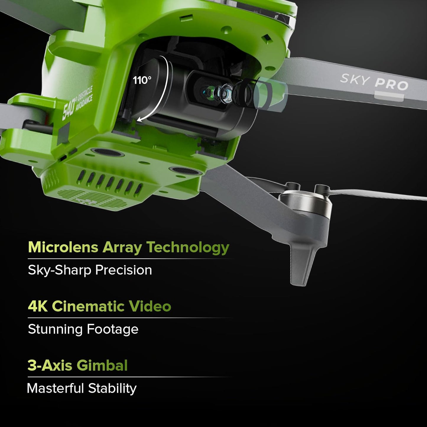 New IZI Sky Pro 4K Fly More Combo Camera Drone, 540° OA, 20MP, 5KM Live Video, 96 Mins Flight, 3-Axis Gimbal, 10+ Flying Modes, RTH, GPS, 3 x Smart Battery, Fast Tri-Charger, UAV 1-Year Warranty