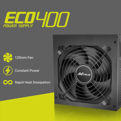 Ant Value ECO400 Non Modular Gaming Power Supply/PSU for PC