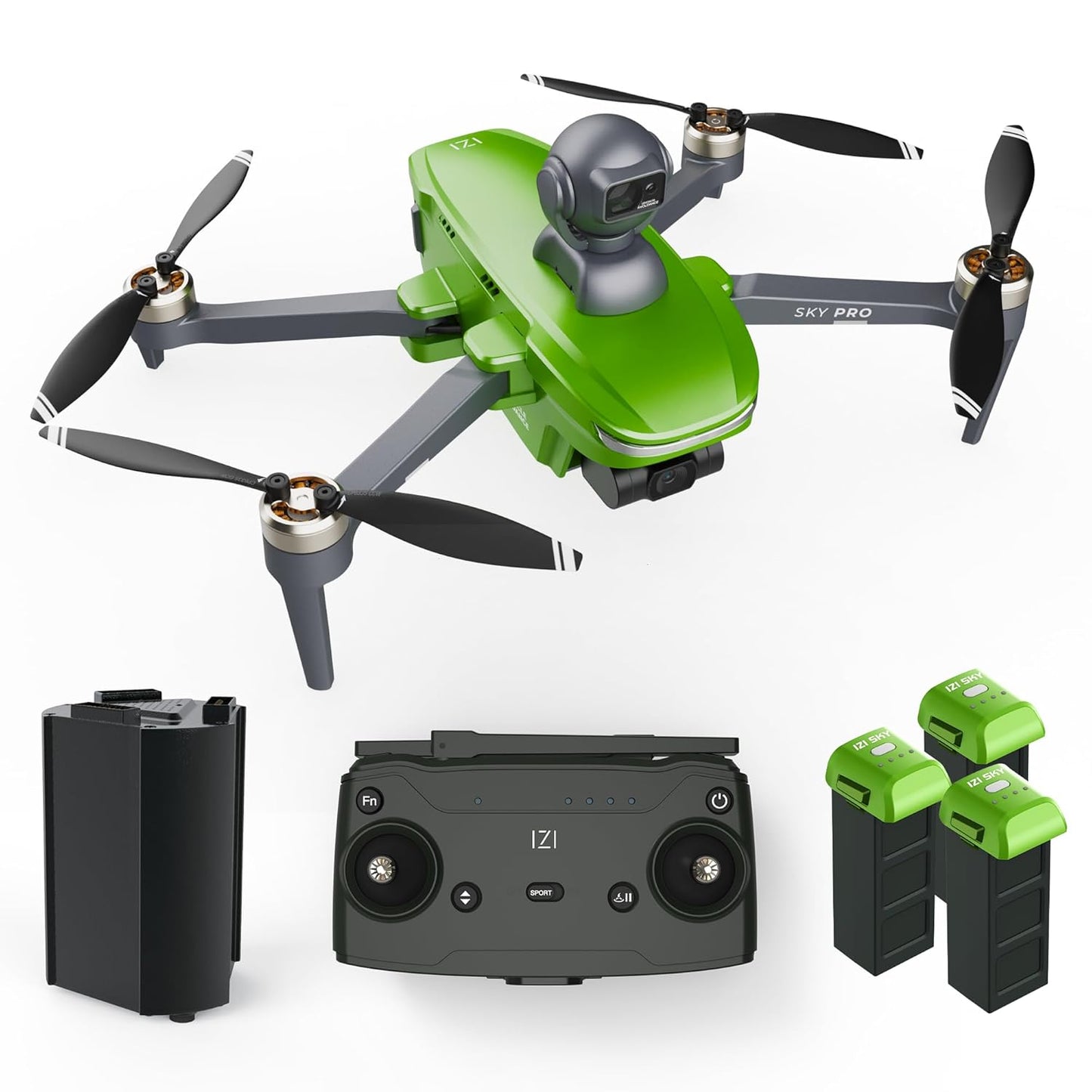 New IZI Sky Pro 4K Fly More Combo Camera Drone, 540° OA, 20MP, 5KM Live Video, 96 Mins Flight, 3-Axis Gimbal, 10+ Flying Modes, RTH, GPS, 3 x Smart Battery, Fast Tri-Charger, UAV 1-Year Warranty
