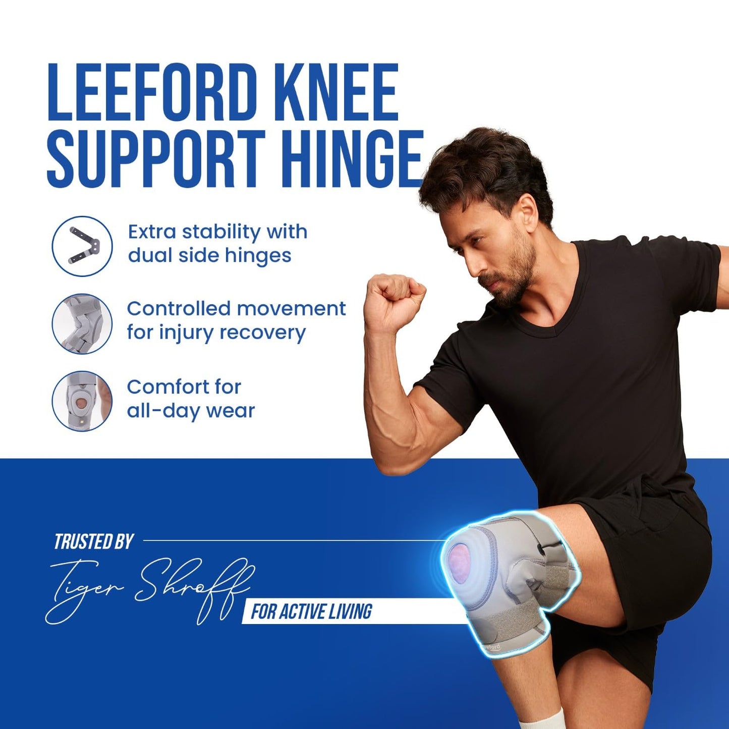 Leeford Ortho Hinged Knee Brace – Neoprene Support for Men & Women (Size M)