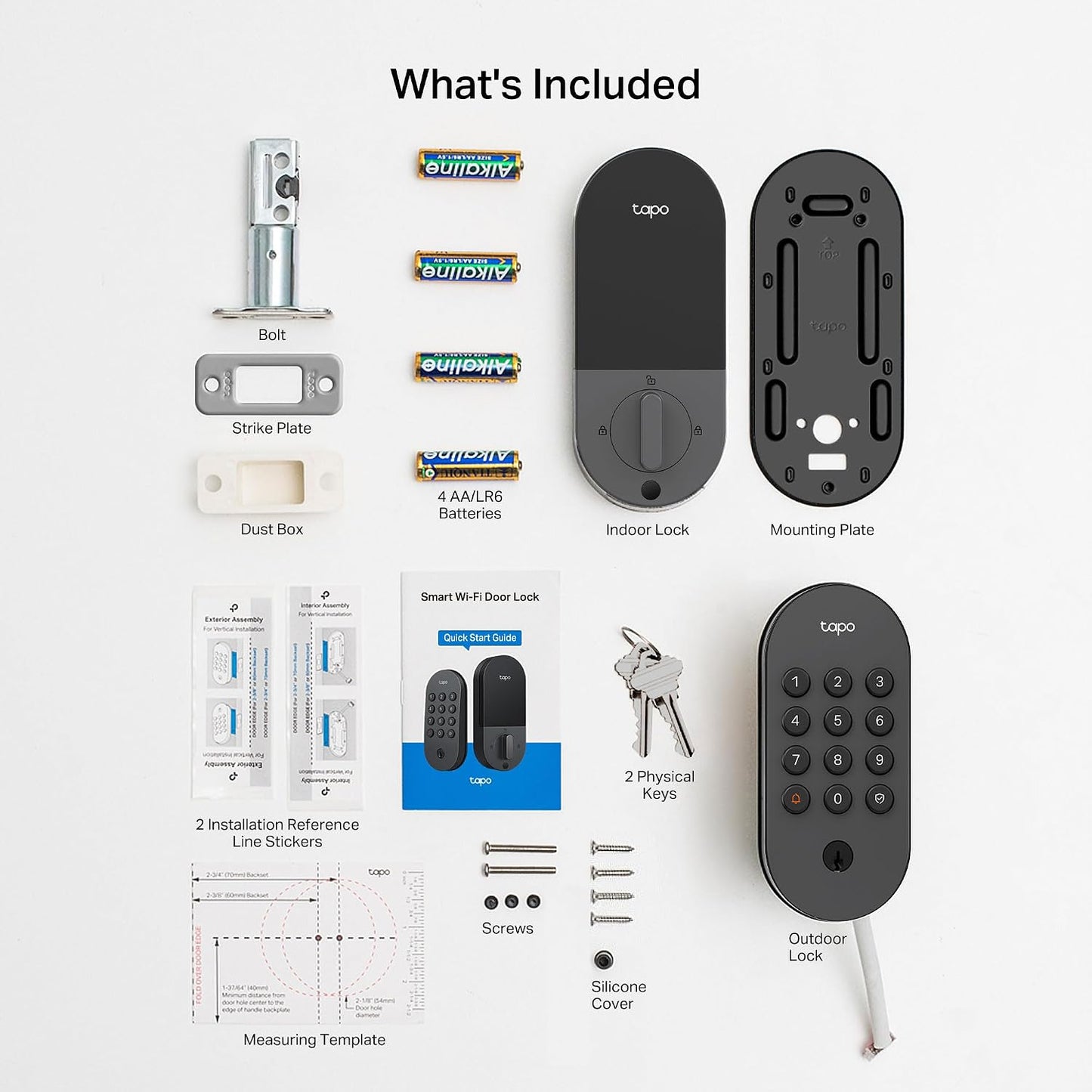 Tapo Smart Wi-Fi Deadbolt Door Lock Keyless Tactile Buttons, Customized Access with in-App Monitoring, IP54 Weatherproof, BHMA Grade 3, Compatible with Standard Door Size, Tapo DL100 Free Installation