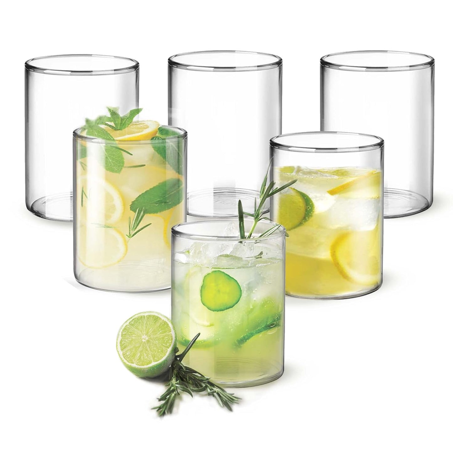 Treo by Milton Vector Borosilicate Glass Tumbler, Set of 6, 300 ml Each, Transparent, Ideal for Water, Juice, Cocktails, Mocktails