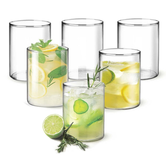 Treo by Milton Vector Borosilicate Glass Tumbler, Set of 6, 300 ml Each, Transparent, Ideal for Water, Juice, Cocktails, Mocktails