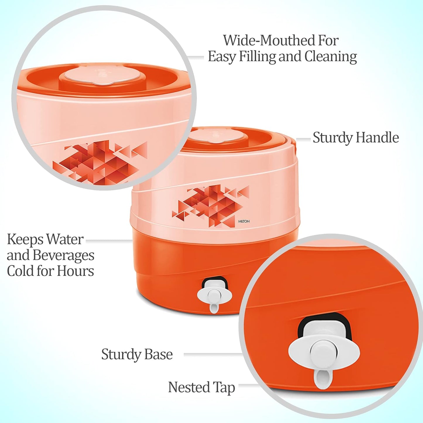 Milton New Kool Rover 7 Insulated Water Jug, 5.3 litres, Orange