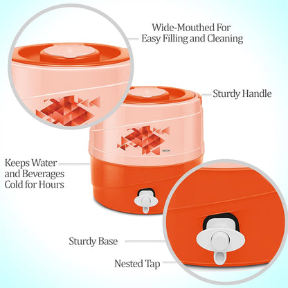 Milton New Kool Rover 7 Insulated Water Jug, 5.3 litres, Orange