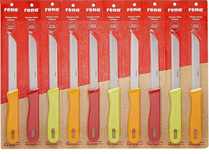 rena germany Stainless Steel Kitchen Knife Set, Serrated Knife Set, Multipurpose Utility Knives for Household, Professional Quality for Cooking and Baking (90 mm, 10)