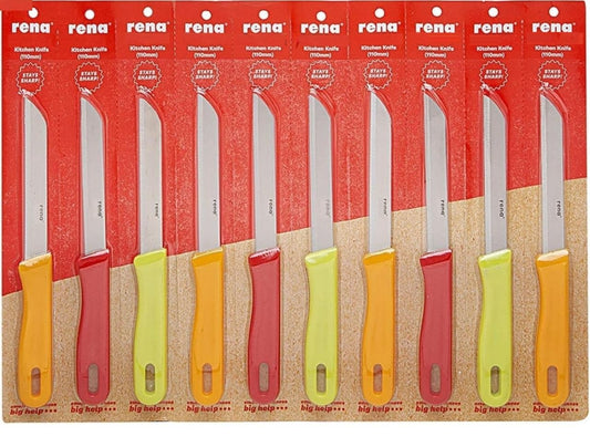 rena germany Stainless Steel Kitchen Knife Set, Serrated Knife Set, Multipurpose Utility Knives for Household, Professional Quality for Cooking and Baking (90 mm, 10)