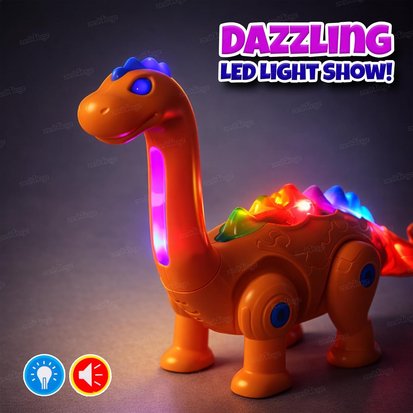 Electric Walking Dinosaur Toy - Lights, Music & Sound Effects | Kids Pet Toy