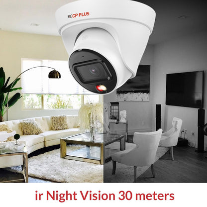 CP Plus 4MP Full HD IP Indoor Dome Camera | STQC Model | CP-UNC-DA41L3C-D-LQ | Built-in Mic | Color Night Vision | IR Night Vision | 3.6mm Fixed Lens | PoE | Compatible with NVR only