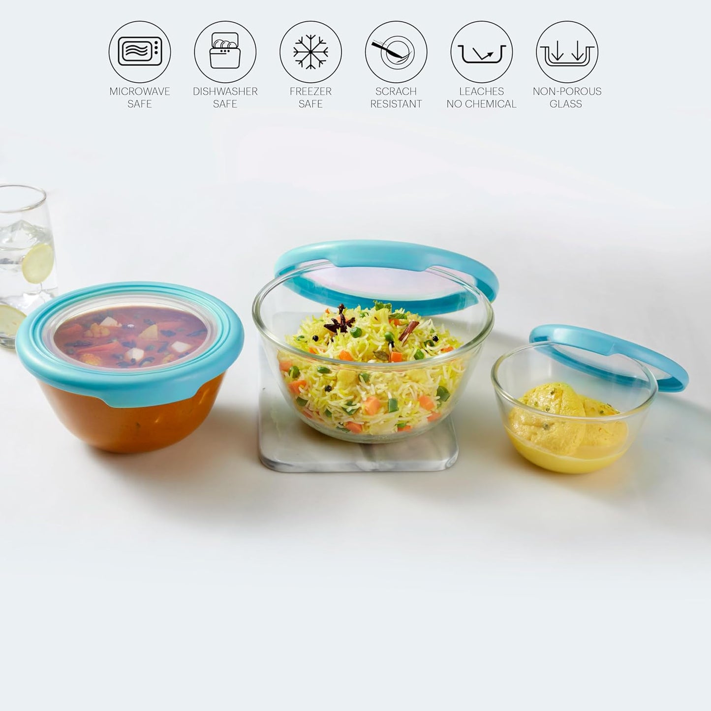 CELLO Ornella Toughened Glass Mixing Bowl Without Lid | Microwave Safe & Dishwasher Safe | Clear & Non- Porous Glass | Scratch Resistant | Transparent