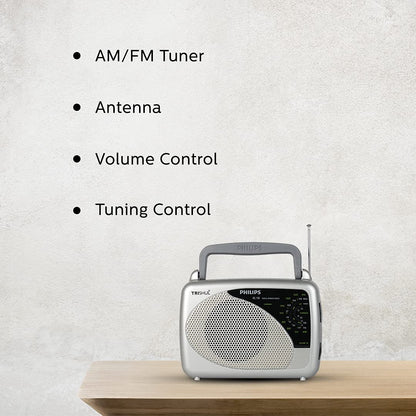 Philips Radio RL118/94 with MW/SW/FM Bands, 200mW RMS soundoutput,3-1 Power Source External Battery:2xR6 (3V DC), Mains: 230V AC/ 50 Hz, Built in Rechargeable Battery