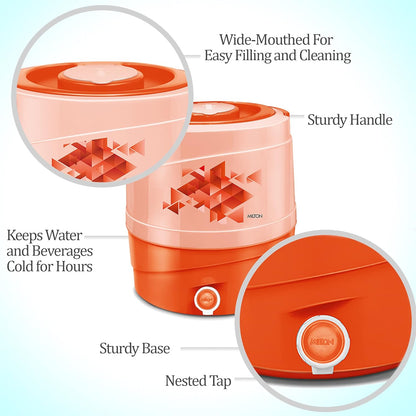 MILTON Plastic N-Ew Kool Rover 18 Insulated Water Jug, 16 L (Orange)