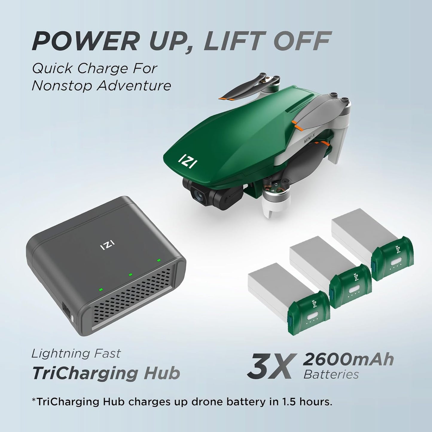 IZI Mini X Nano Fly More Combo 4K Camera Drone UHD 20MP, CMOS,4KM Live Video, 93-min Flight Time, GPS, 3-Axis Gimbal, 10+Flight Modes, 3xSmart Battery, Fast Tri-Charger, Under 249g UAV - 1 Yr Warranty