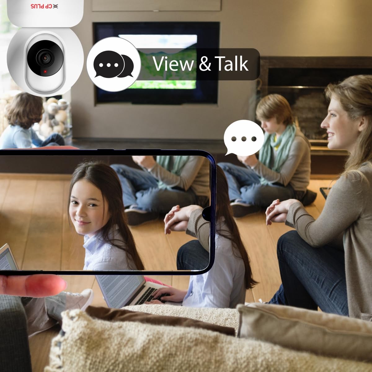 CP PLUS 2MP Full HD Smart Wi-fi CCTV Home Security Camera | 360° with Pan Tilt | 2Way Talk | Motion Detect | Night Vision | Supports SD Card (Upto 128 GB), Alexa & Ok Google | CP-E21A